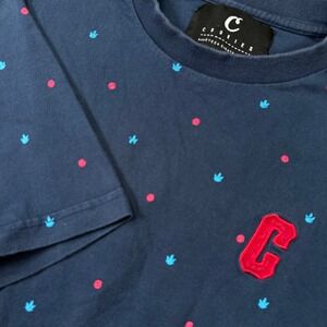 Cookies SF Mens All Over Print Leaf Polka Dot Graphic T-Shirt Navy Blue XL